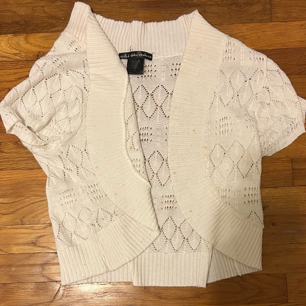United States Sweaters Cream Open-Knit Shrug
